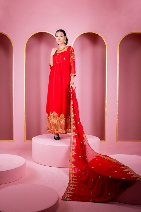 Georgette Embroidery Party Dress - Image 3