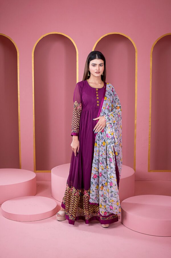 Axa  Georgette Embroidery Lehenga Party Dress - Image 4