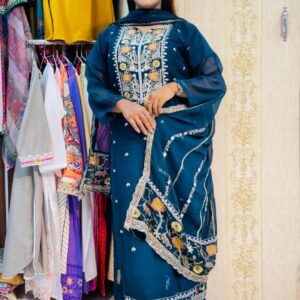 Georgette Embroidery Ready-Made Three Piece